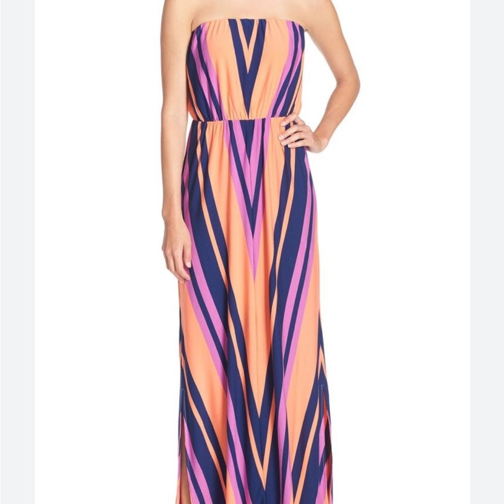 Felicity & Coco Strapless Small Maxi Dress Beach Vacation Cruise Chevron Stripe